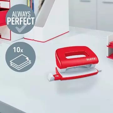 Een Leitz NeXXt WOW Mini perforator, 10 blad, rood koop je bij ShopXPress