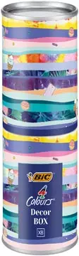 Een Bic Colours Decors, 4-kleurenbalpen, medium, klassieke inktkleuren, doos van 8 stuks koop je bij ShopXPress