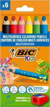 Een Bic Kids kleurpotlood Multisurface, assorti, etui van 6 stuks + slijper koop je bij ShopXPress