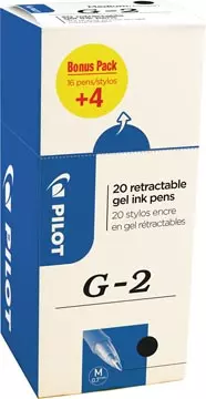 Een Pilot gelroller G-2 medium, zwart, value pack met 16 + 4 stuks koop je bij ShopXPress