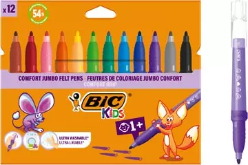 Een Bic Kids Comfort Jumbo viltstiften, etui van 12 stuks koop je bij ShopXPress