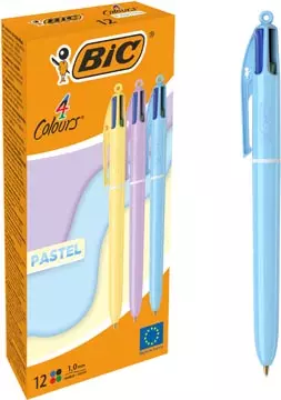 Een Bic Colours Pastel 4-kleurenbalpen, medium, klassieke inktkleuren, µdoos van 12 stuks koop je bij ShopXPress