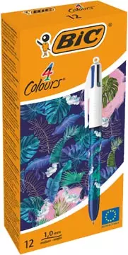 Een Bic Colours Tie - Dye 4-kleurenbalpen, medium, klassieke inktkleuren, doos van 12 stuks koop je bij ShopXPress