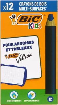 Een Bic Kids potlood voor whiteboards Multisurface, blauw, doos van 12 stuks koop je bij ShopXPress