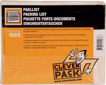 Een Cleverpack documenthouder, onbedrukt, ft 165 x 112 mm, pak van 100 stuks koop je bij ShopXPress