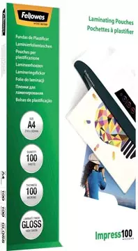 Een Fellowes lamineerhoes Impress100 ft A4, 200 micron (2 x 100 micron), pak van 100 stuks koop je bij ShopXPress