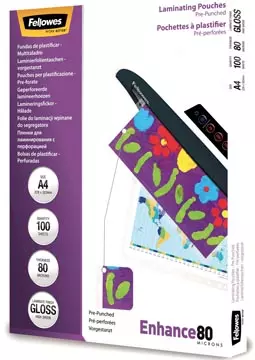 Een Fellowes lamineerhoes Enhance80 geperforeerd ft228 x 303 mm, 160 micron (2 x 80 micron), pak van 100 stuk koop je bij ShopXPress