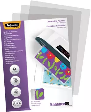 Een Fellowes lamineerhoes Enhance80 geperforeerd ft228 x 303 mm, 160 micron (2 x 80 micron), pak van 100 stuk koop je bij ShopXPress