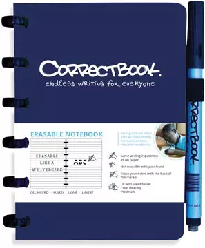 Een Correctbook A6 Original: uitwisbaar / herbruikbaar notitieboek, gelijnd, Midnight Blue (marineblauw) koop je bij ShopXPress