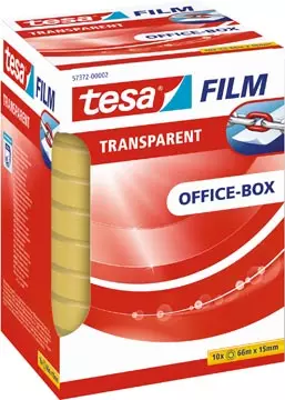 Een Tesafilm transparante tape, ft 15 mm x 66 m, pak van 10 rolletjes koop je bij ShopXPress