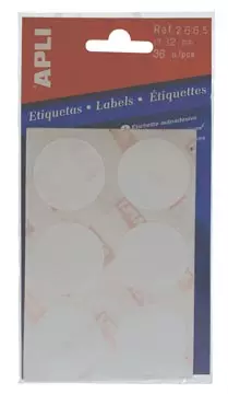 Een Apli ronde etiketten in etui diameter 32 mm, wit, 36 stuks, 6 per blad (2665) koop je bij ShopXPress