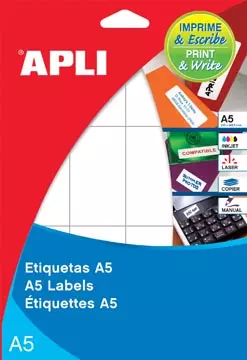 Een Apli witte etiketten Print & Write ft 12 x 30 mm (b x h), 990 stuks, 66 per blad (1861) koop je bij ShopXPress