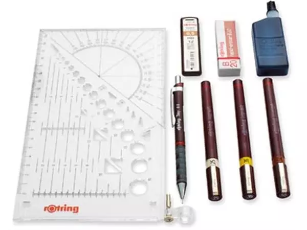 Een Rotring college set van 9 Isograph 0,25 mm/ 0,35 mm/ 0,5 mm koop je bij Supplierz BV