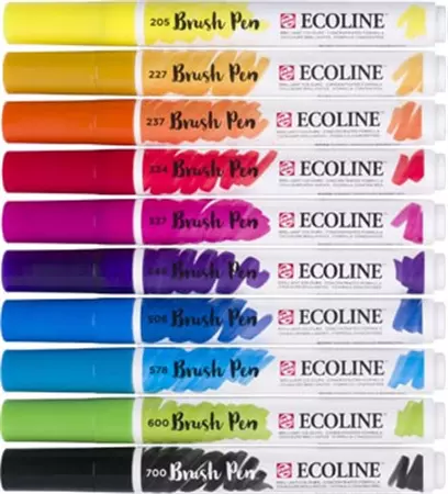 Een Talens Ecoline Brush pen, etui van 10 stuks, assorti koop je bij ShopXPress