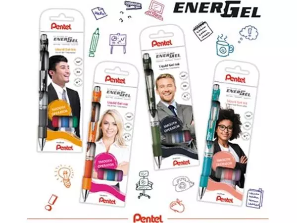 Een Pentel Roller Energel RT BL77, etui met 4 stuks, assorti koop je bij Supplierz BV