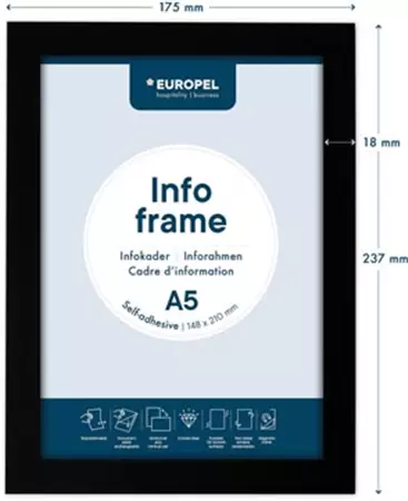 Een Europel zelfklevend kader ft A5, zwart, pak van 2 stuks koop je bij ShopXPress