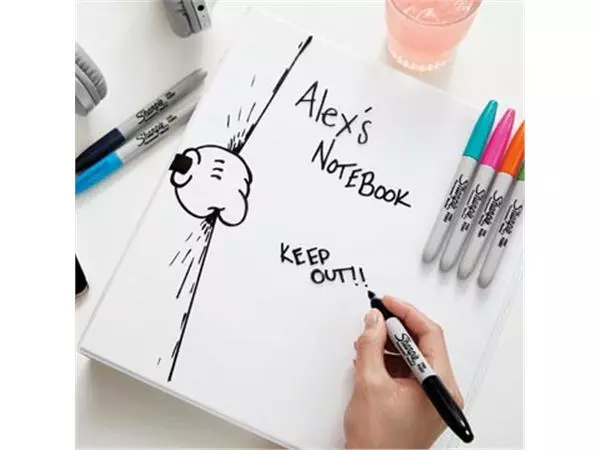 Een Sharpie permanente marker, fijn, blister van 18 stuks in geassorteerde kleuren koop je bij ShopXPress