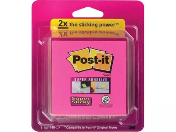 Een Post-it Super Sticky Notes kubus, 440 vel, ft 76 x 76 mm, geassorteerde regenboogkleuren koop je bij ShopXPress