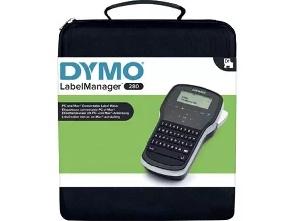 Een Dymo beletteringsysteem LabelManager 280 kit, qwerty, inclusief 2 x D1 tape, draagtas en oplader koop je bij ShopXPress
