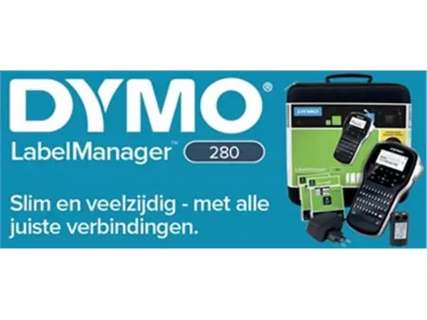 Een Dymo beletteringsysteem LabelManager 280 kit, qwerty, inclusief 2 x D1 tape, draagtas en oplader koop je bij Supplierz BV