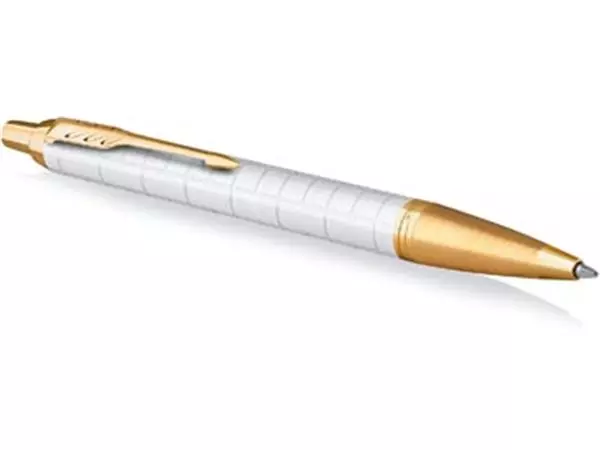 Een Parker IM Premium balpen, medium, in giftbox, Pearl (wit/goud) koop je bij ShopXPress