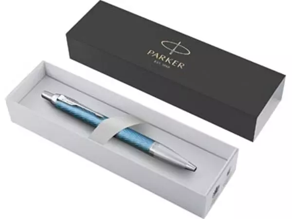 Een Parker IM Premium balpen, medium, in giftbox, Blue (blauw/zilver) koop je bij ShopXPress