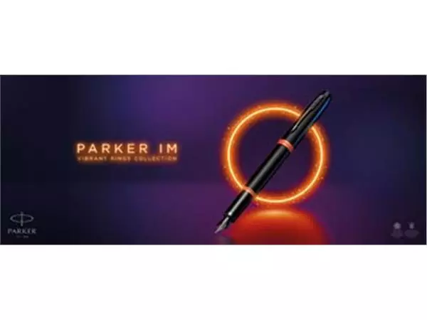 Een Parker IM Vibrant Rings vulpen fijn, zwart met oranje accenten koop je bij Supplierz BV