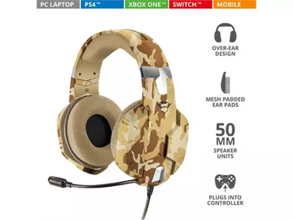 Een Trust GXT 322D Carus Gaming Headset, desert camo koop je bij Supplierz BV