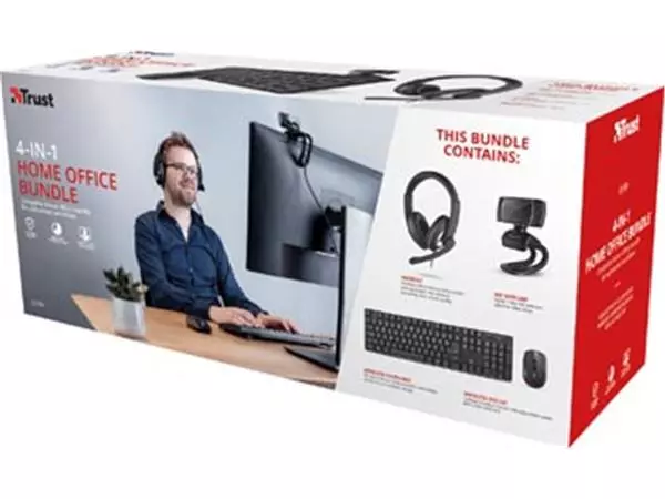 Vous pouvez acheter un Trust Qoby 4-in-1 Home Office Set avec webcam, micro-casque, clavier (azerty) et souris chez Supplierz BV