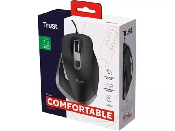 Een Trust Fyda Comfort muis Eco, zwart koop je bij ShopXPress