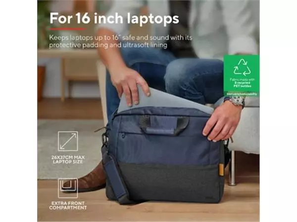 Een Trust laptoptas Lisboa voor 16 inch laptops, blauw koop je bij ShopXPress