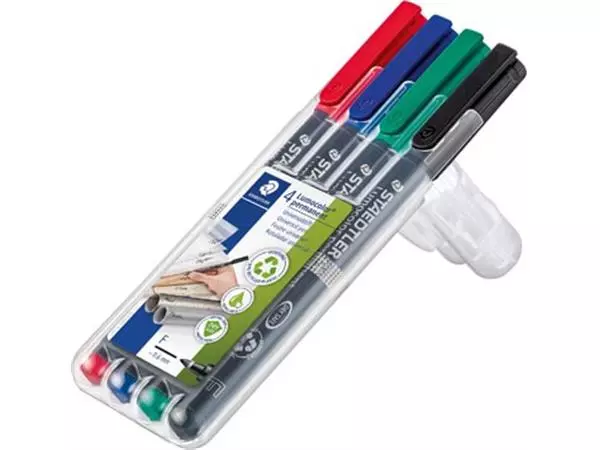 Een Staedtler Lumocolor 318, OHP-marker, permanent, 0,6 mm, box van 4 stuks in geassorteerde kleuren koop je bij Supplierz BV