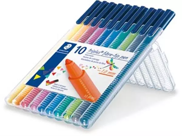 Een Staedtler viltstift Triplus Color, opstelbare box met 10 kleuren koop je bij ShopXPress