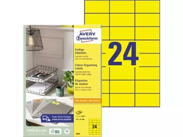 Sie können einen Avery gekleurde universele etiketten ft 70 x 37 mm (b x h), 2400 stuks, geel bei Supplierz BV kaufen