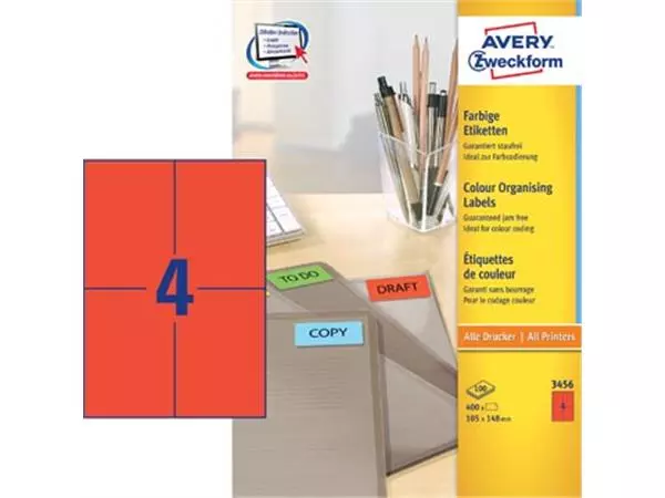 Sie können einen Avery gekleurde universele etiketten ft 105 x 148 mm (b x h), 400 stuks, rood bei Supplierz BV kaufen