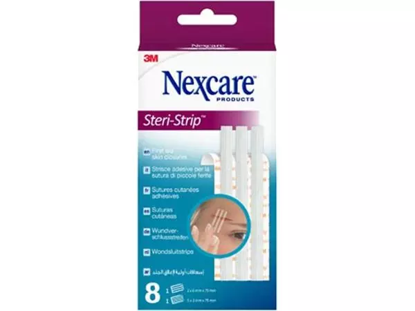 Een 3M Nexcare wondsluitstrips, geassorteerde afmetingen, pak van 8 stuks koop je bij ShopXPress