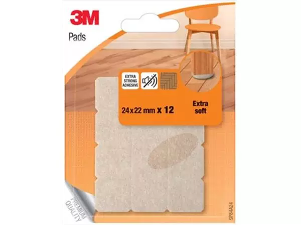 Een 3M Viltjes, Extra soft, ft 24 x 22 mm, blister van 12 stuks koop je bij ShopXPress