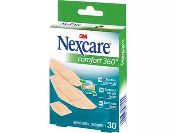 Een 3M pleister Nexcare Comfort 360° 3 formaten, pak van 30 stuks koop je bij ShopXPress