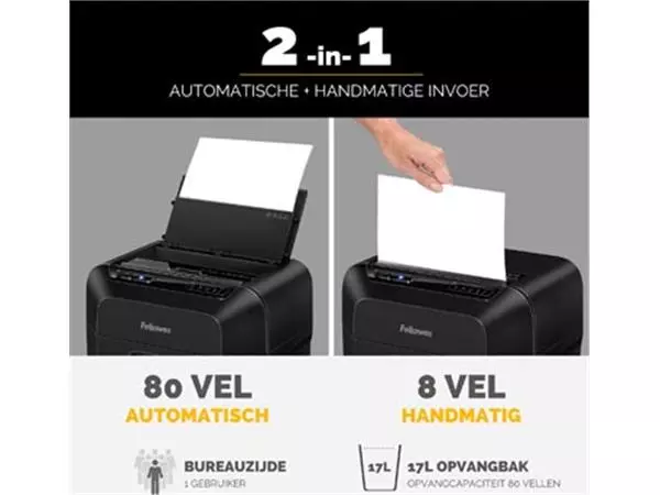 Een Fellowes AutoMax 80M Mini papiervernietiger koop je bij ShopXPress