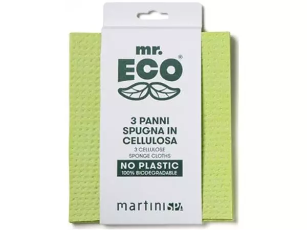 Een Mr. Eco vaatdoekjes ft 19,5 x 16,5 cm, van plantaardige cellulose, pak van 3 stuks koop je bij ShopXPress