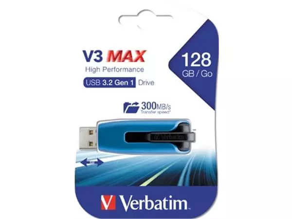 Een Verbatim V3 Max USB 3.0 stick, 128GB, blauw koop je bij ShopXPress