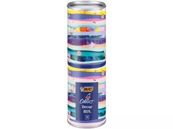 Een Bic Colours Decors, 4-kleurenbalpen, medium, klassieke inktkleuren, doos van 8 stuks koop je bij Supplierz BV