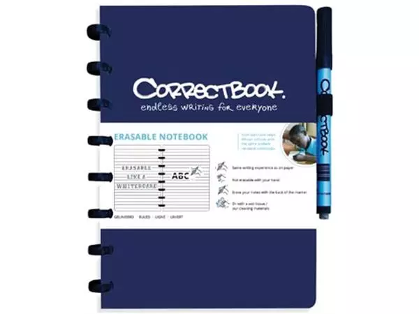 Een Correctbook A5 Original: uitwisbaar / herbruikbaar notitieboek, gelijnd, Midnight Blue (marineblauw) koop je bij ShopXPress