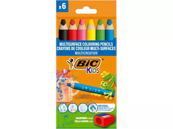 Vous pouvez acheter un Bic Kids crayon de couleur Multi-Surfaces, assorti, étui de 6 pièces + broyeur chez Supplierz BV