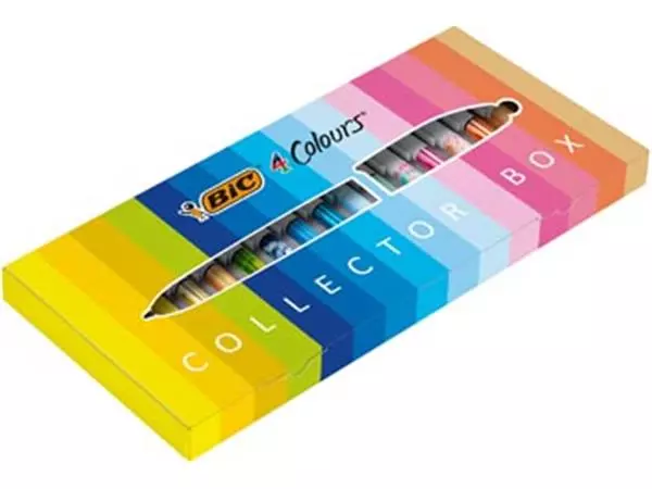 Een Bic Colours Collector Box 4-kleurenbalpen, medium, klassieke, pastel en fasion inktkleuren, doos van 15 s koop je bij Supplierz BV