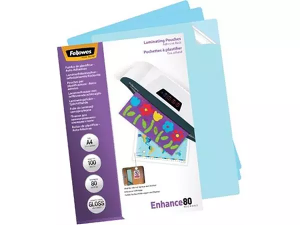 Een Fellowes lamineerhoes Enhance80 zelfklevend ft A4, 160 micron (2 x 80 micron), pak van 100 stuks koop je bij ShopXPress