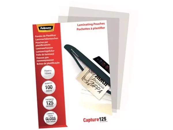 Buy your Fellowes lamineerhoes Capture125 ft 75 x 105 mm, 250 micron (2 x 125 micron), pak van 100 stuks at Supplierz BV