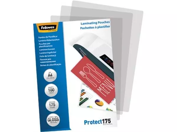 Een Fellowes lamineerhoes Protect175 ft A4, 350 micron (2 x 175 micron), pak van 100 stuks koop je bij ShopXPress