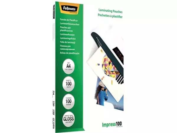 Buy your Fellowes lamineerhoes Impress100 ft A4, 200 micron (2 x 100 micron), pak van 100 stuks at Supplierz BV