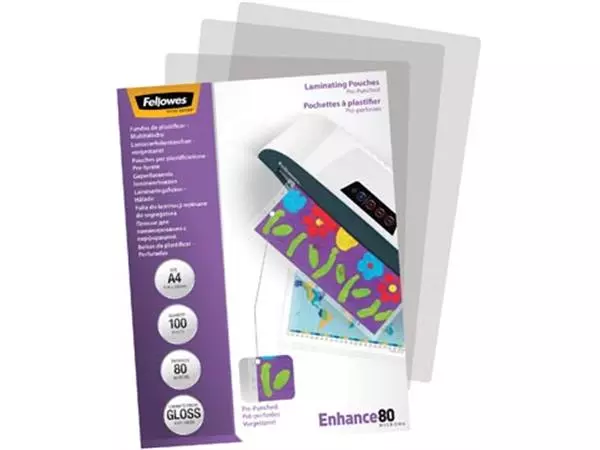 Een Fellowes lamineerhoes Enhance80 geperforeerd ft228 x 303 mm, 160 micron (2 x 80 micron), pak van 100 stuk koop je bij ShopXPress